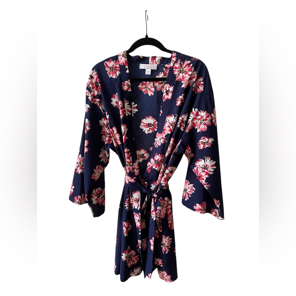 Oscar de la Renta Pink Label Floral Satin Robe
